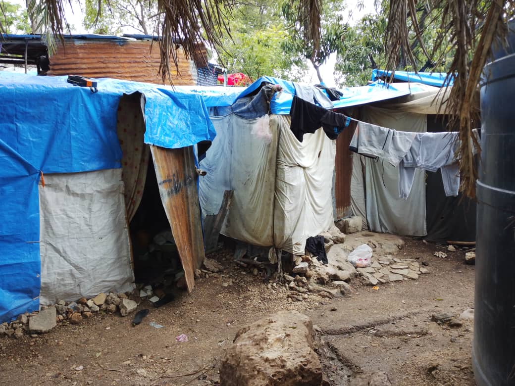 Tents and tarps in a Haitian community